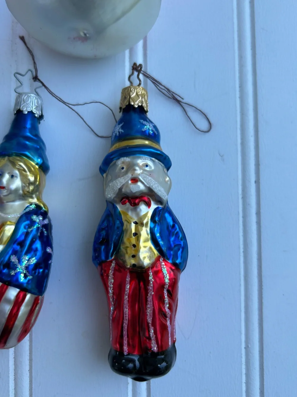 Glass Patriotic Holiday Ornaments 4th of the July Red White Blue Poland Lot of 5